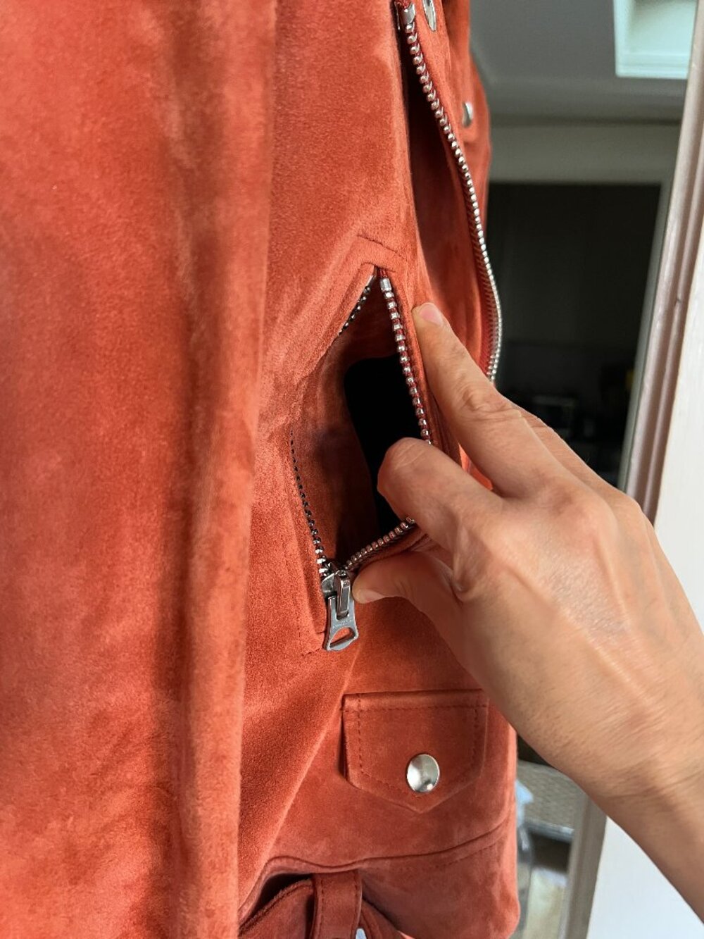 ACNE Studios Mock Moto Suede Leather Jacket (100% Goat Suede) - Picture 6 of 14